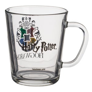 Cana din Sticla Transparenta cu Mesaj "Harry Potter" & Blazon 360ml