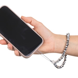 Accesoriu Telefon Mobil Bratara cu Margele Argintii & Stras 13cm