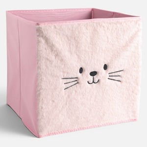 Cutie de Depozitare Catifelata Roz Pisica 30x30x30cm