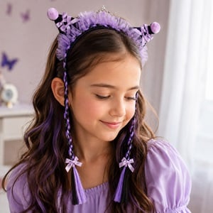 Bentita Par Neagra Mov Impletitura Coroana cu Strasuri Kuromi 45cm