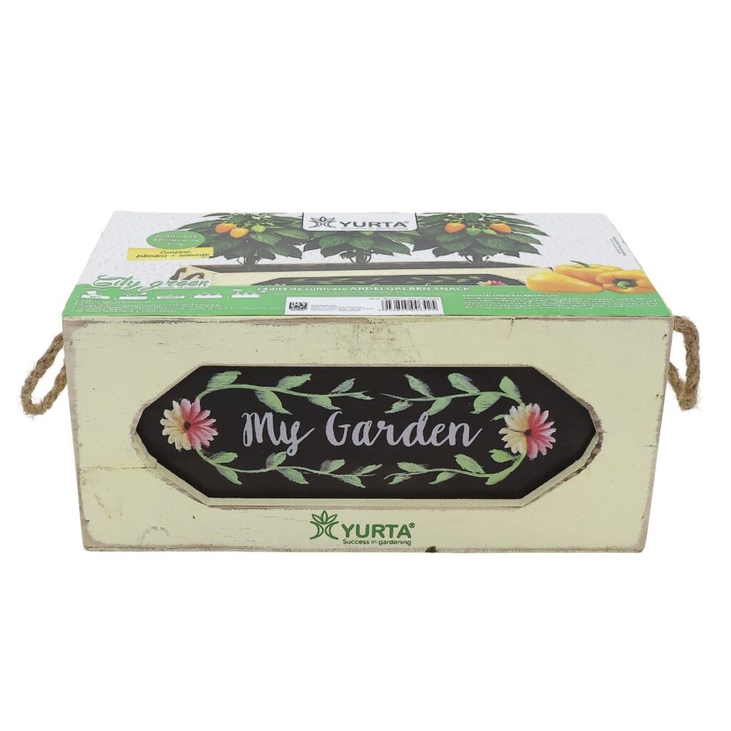 Ladita lemn, Yurta My Garden L, snack ardei galben, cu seminte si pamant