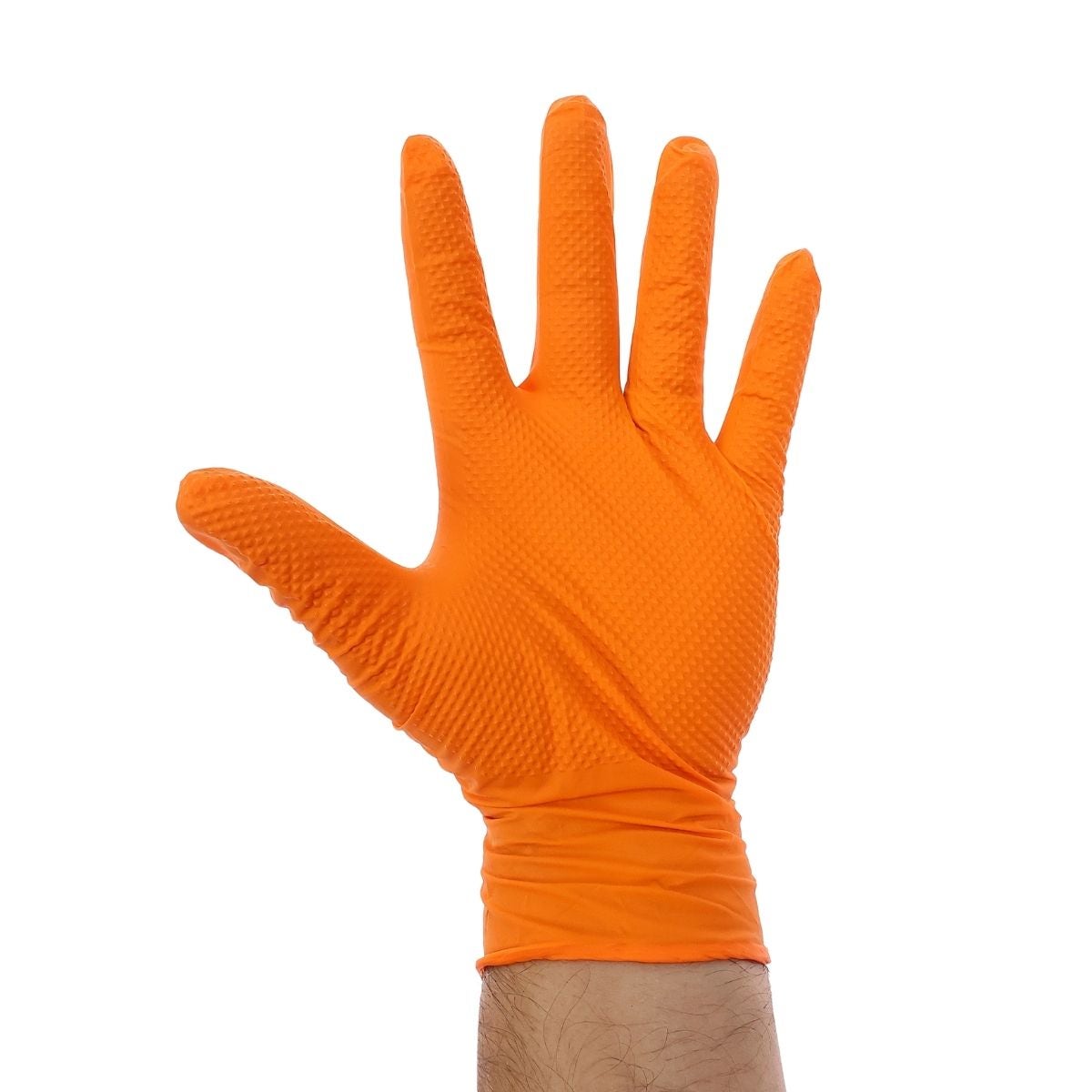 Manusi de protectie unica folosinta Holzer Strong Grip, nitril, portocaliu, marimea M, set 50 bucati