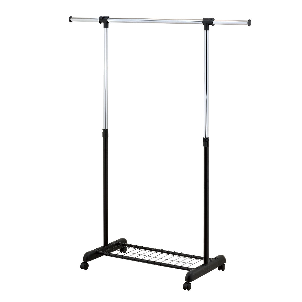 Suport / stander haine HG30D cu bara umerase si polita, metal + plastic, 99.5 / 146.5 x 44 x 105.5 / 165 cm - imagine 2