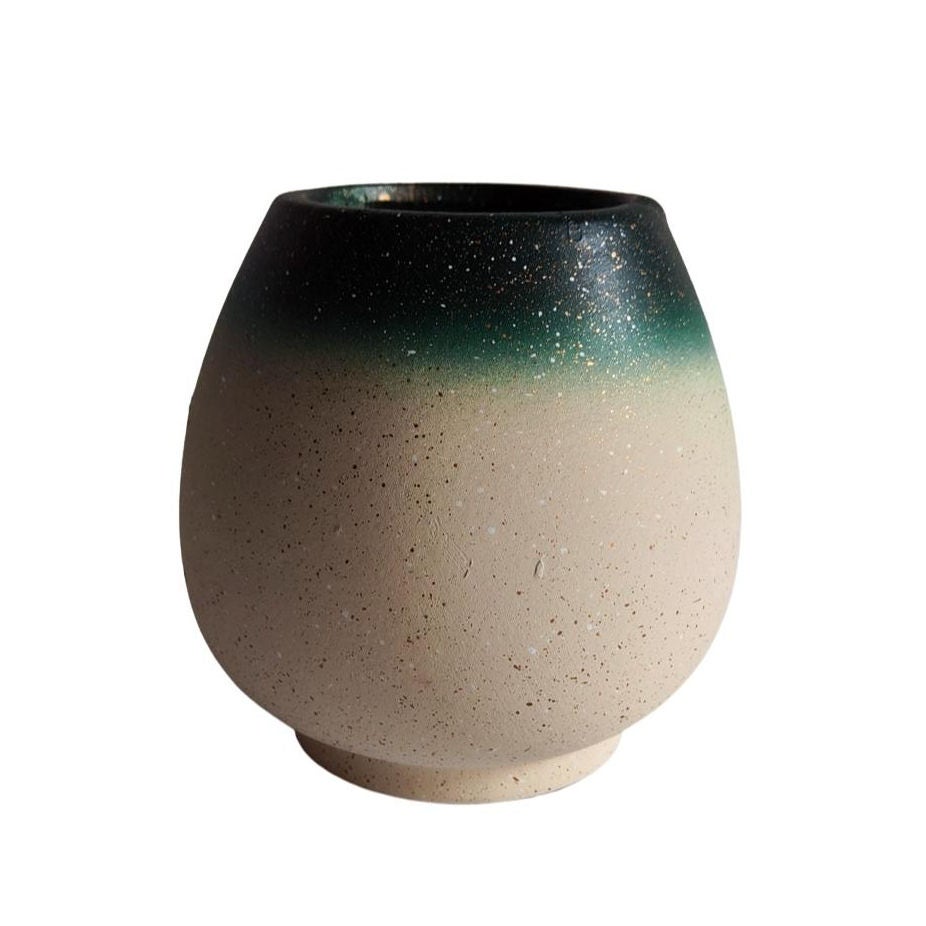 Vaza decorativa, WC26-3-2170, ceramica, verde + roz, H 12 cm