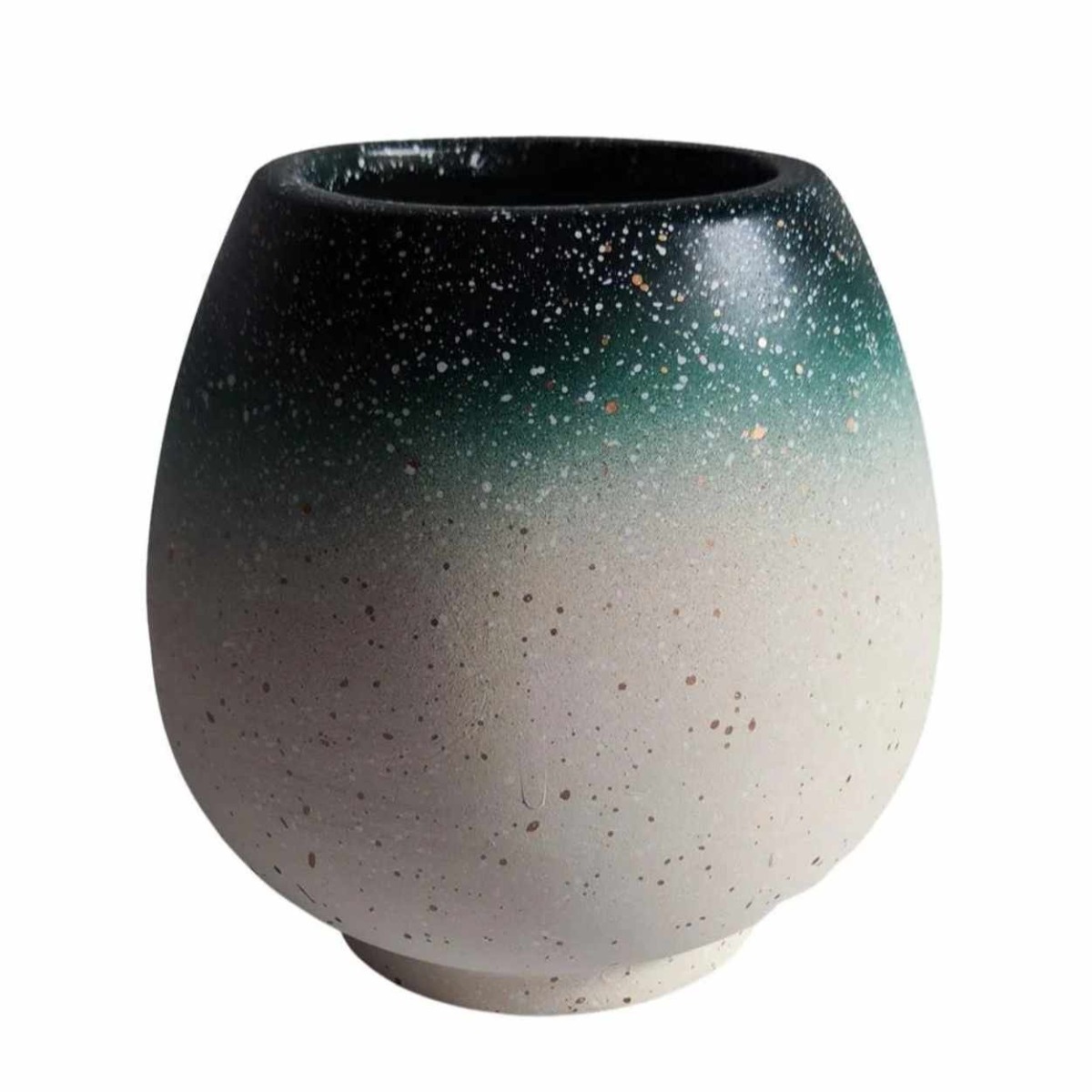 Vaza decorativa, 26-2-2170, ceramica, verde + alb, H 14 cm