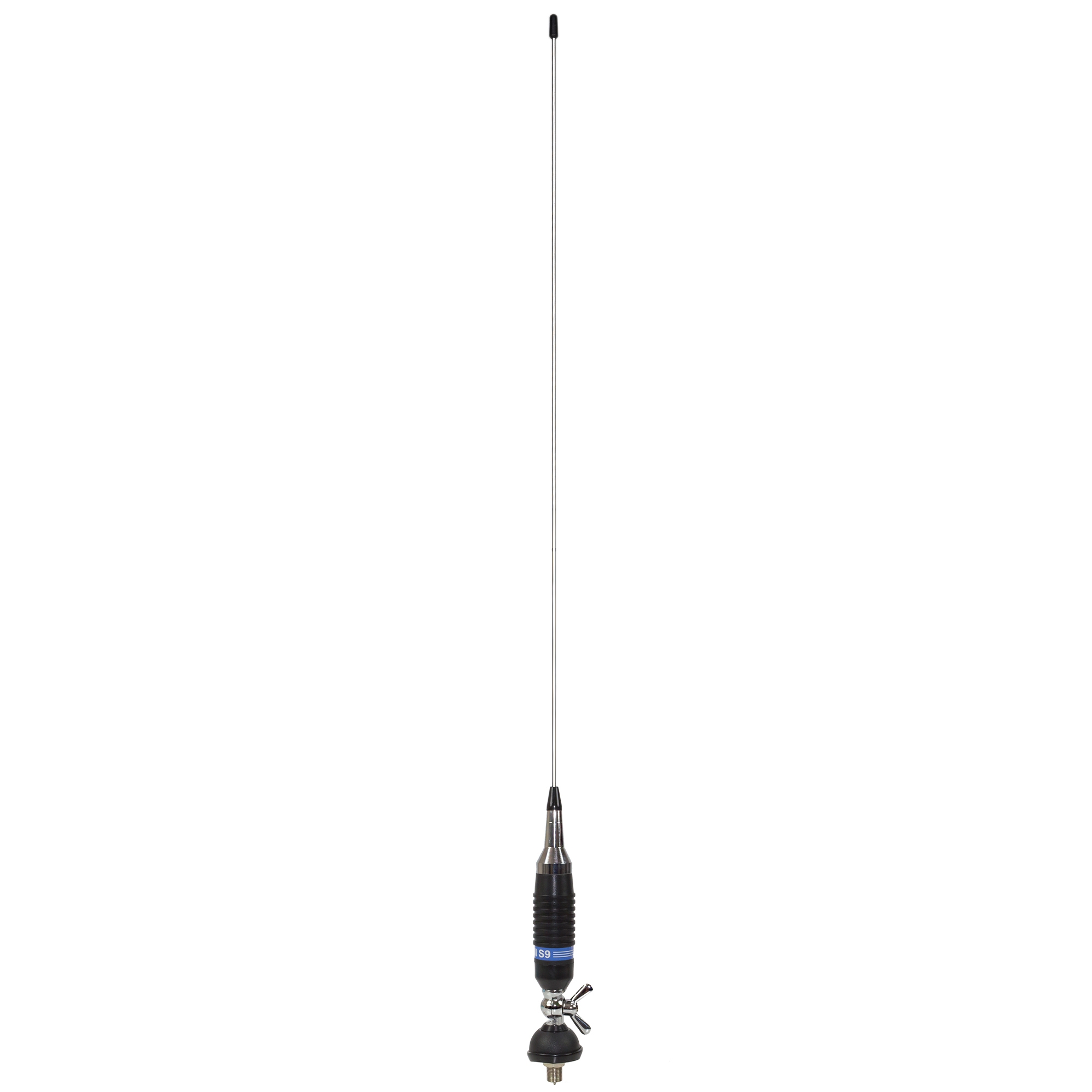 Antena statie radio CB PNI S9CAB, exterior, cu surub cu fluture + cablu RG58 4 metri + montura montaj + mufa PL259, 600 W, impedanta 50 Ohmi, lungime 1.2 metri, distanta de comunicare 12 km