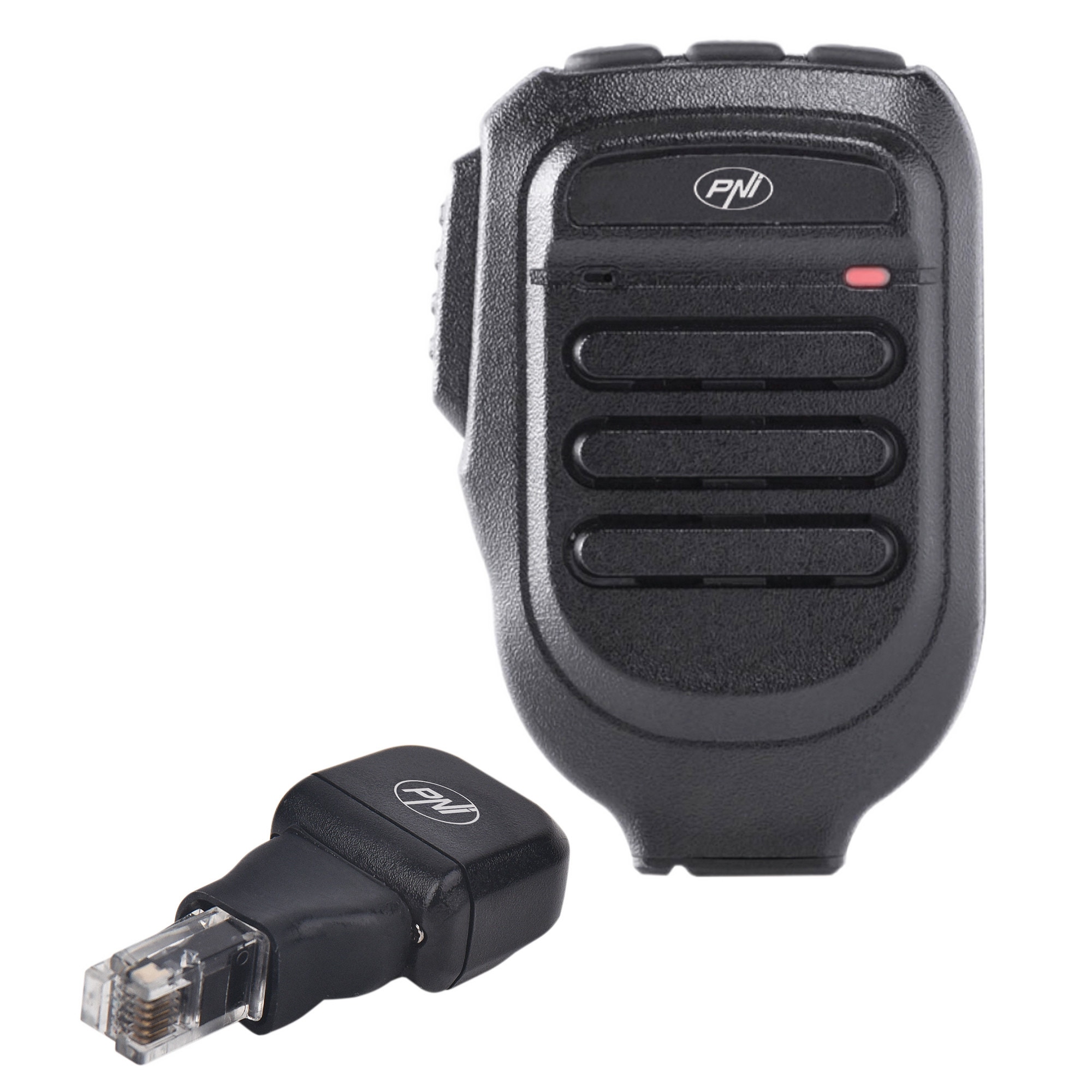Microfon statie radio si dongle, PNI Mike 65, RJ11, 9 x 4.3 x 5.8 cm, Bluetooth, dual channel, difuzor incorporat, negru