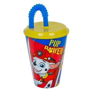 Pahar din Plastic Albastru cu Pai Paw Patrol 430ml