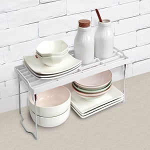 Raft Pliabil Alb din Plastic cu Picioare Metalice 30x14x15.5cm