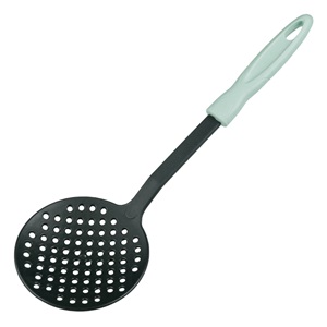 Lingura de Servit cu Gauri Antracit cu Maner Verde din Plastic 33cm