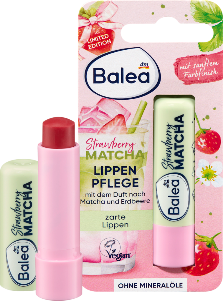 Balea Balsam de buze Căpșuni și MATCHA, 4,8 g