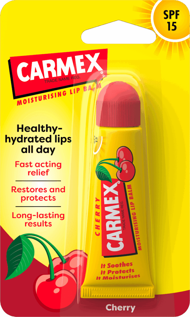 Carmex Balsam reparator cu aromă de cireșe pentru buze uscate și crăpate, 10 g
