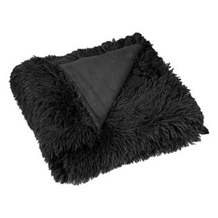 Patura de Iarna din Imitatie de Blana Shaggy Neagra pentru Fotoliu 160x130cm - imagine 2
