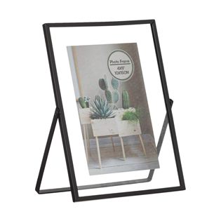 Rama Foto Decorativa Metalica Transparenta Suport Negru 10x15cm - imagine 2